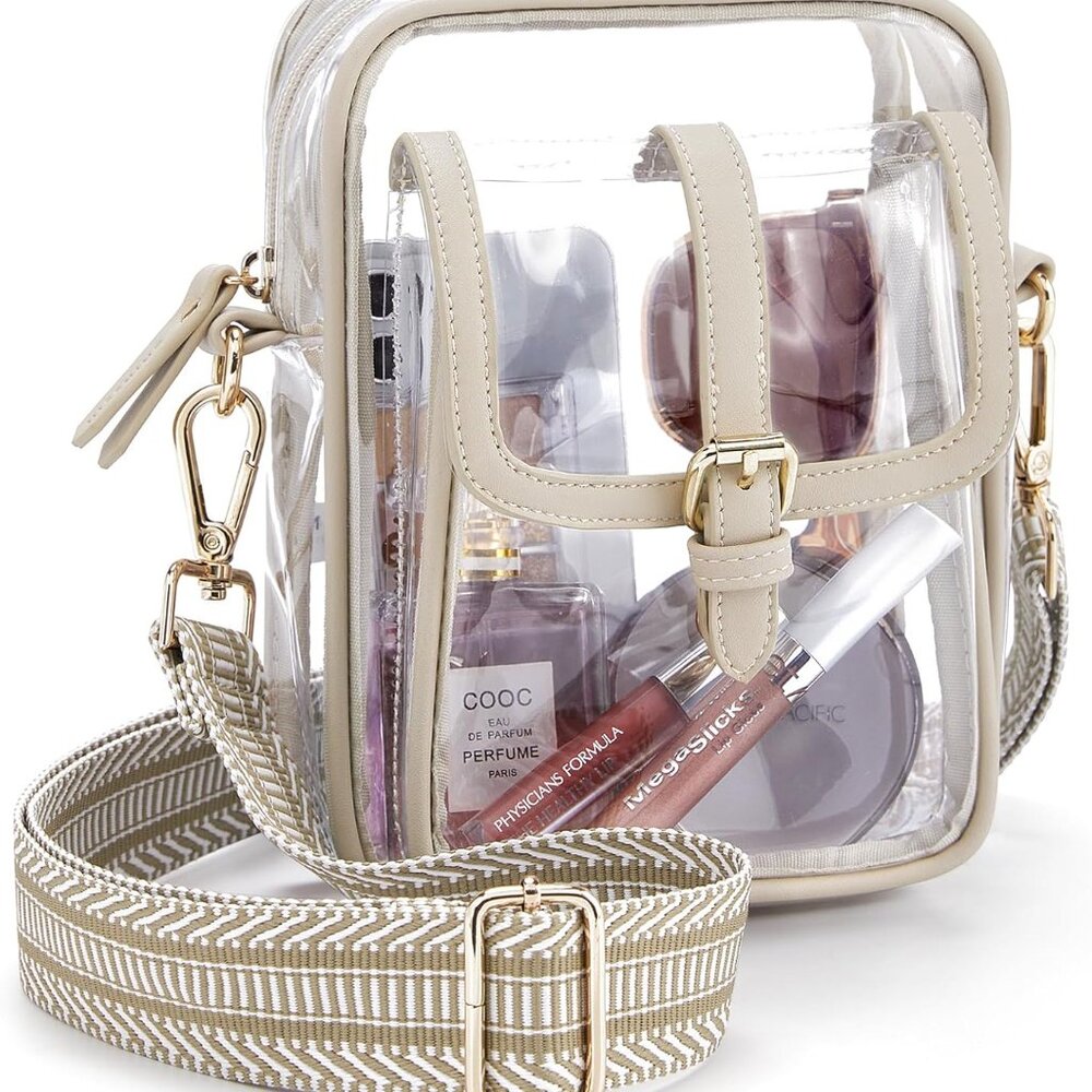 Clear Bag Stadium Approved PVC Crossbody Purse for Women Transparent Shoulder Co